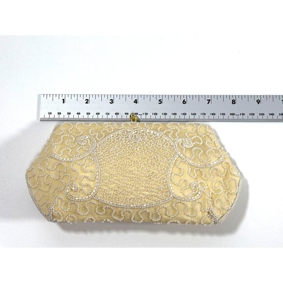 Vintage Walborg‎ Hand-Beaded Cream Evening Clutch Purse Made In Belgium Formal - Picture 14 of 15